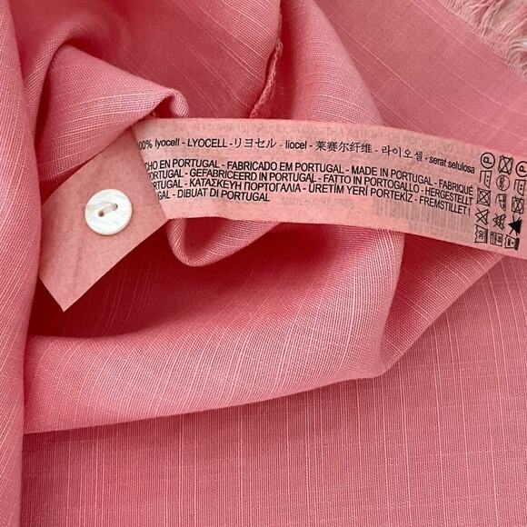 Zara Woman Premium Denim Collection Pink Lyocell Button-Down Shirt Size Medium - Picture 11 of 12